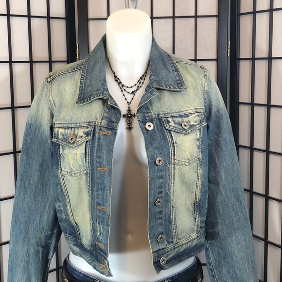 Leslie Fay distressed denim jacket - Picture 5 of 8